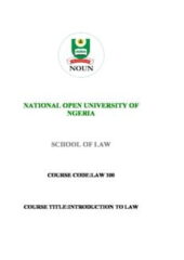 Introduction to Law (Law 100) PDF Free Download