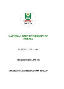 LAW 100 Introduction to law