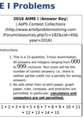 2016 AIME I Problems PDF Free Download