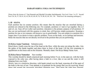 Babaji's Kriya Yoga 144 Techniques