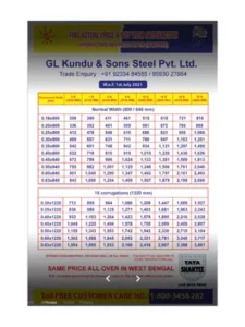 Tata Shaktee Sheet Price List