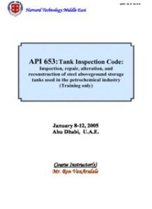 API 653 Tank Inspection Code