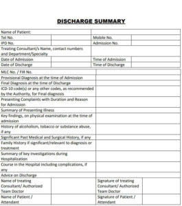 Hospital Discharge Paper