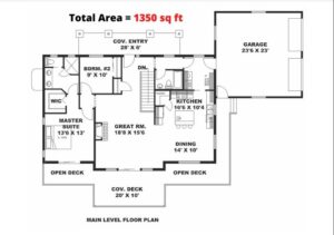 1350 sq ft Modern House Plan