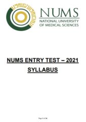 NUMS Entry Test-2021 Syllabus PDF Free Download