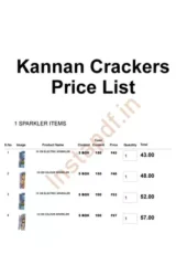 Kannan Crackers Price List PDF Free Download