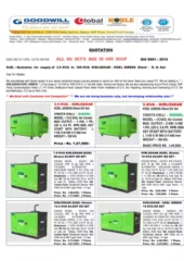 Kirloskar Generator Price List PDF Free Download