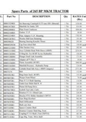 Mahindra Tractor Spare Parts Name List PDF Free Download