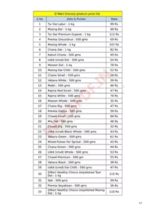 D Mart Products Price List 2023