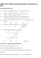 Most Important Questions for Class 10 Maths Board Exam 2023 PDF Free Download